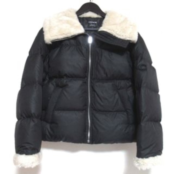 COACH Shearling Trim Cropped Puffer size XS - Picture 2 of 4